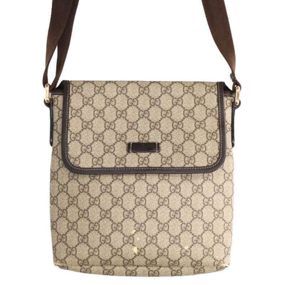 Gucci GG Supreme Shoulder Bag Beige Brown